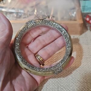 Michael Kors Elegant Silver and Beige Bangle Bracelet